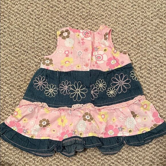 Charming Pink and Blue Floral Kids Dress - Picture 5 of 6